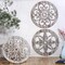 4 Pieces Thicken Rustic Wall Decor Farmhouse Wall Art Decor Wooden Hollow Carved Design Rustic Round Wall Art for Living Room Bedroom Hallway Decor Office Kitchen Wall (Retro White,10 x 10 Inch)